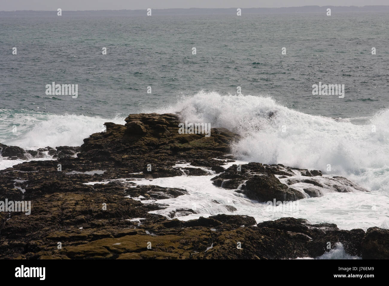 wild coast surf risacca surge breaking of waves brittany salt water sea ocean Stock Photo