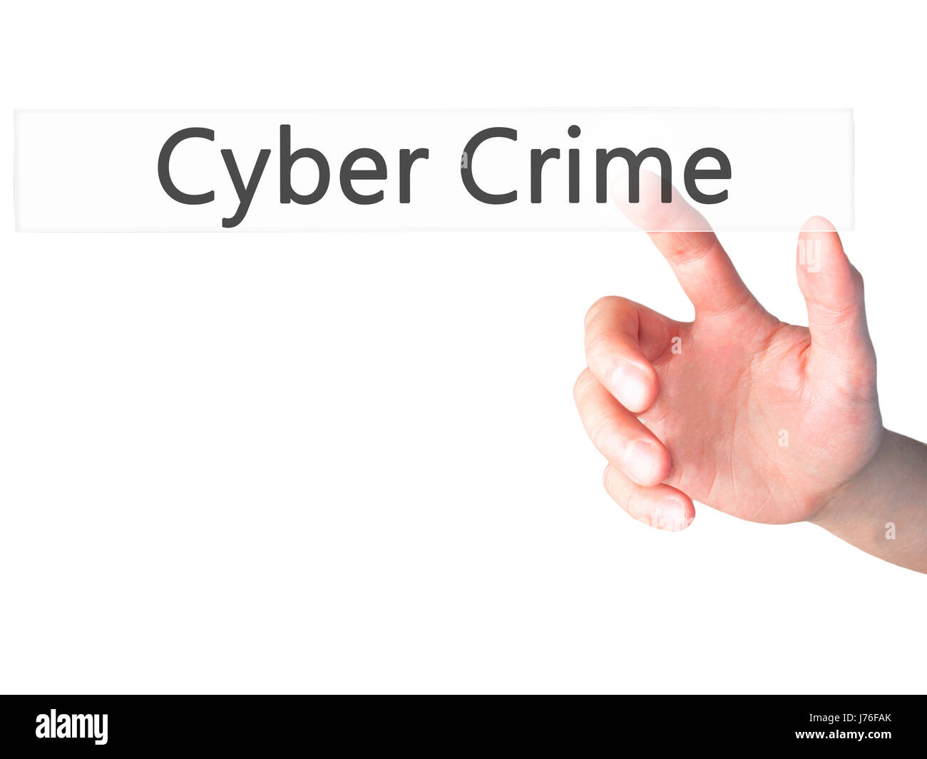 Cyber Crime - Hand pressing a button on blurred background concept . Business, technology, internet concept. Stock Photo Stock Photo