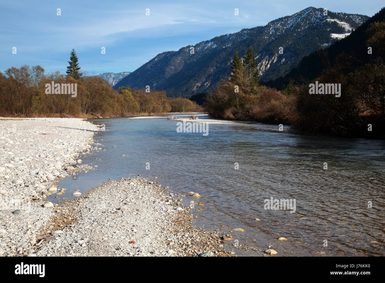 bed bavaria upper bavaria silicic river water mountains bed bavaria gravel Stock Photo