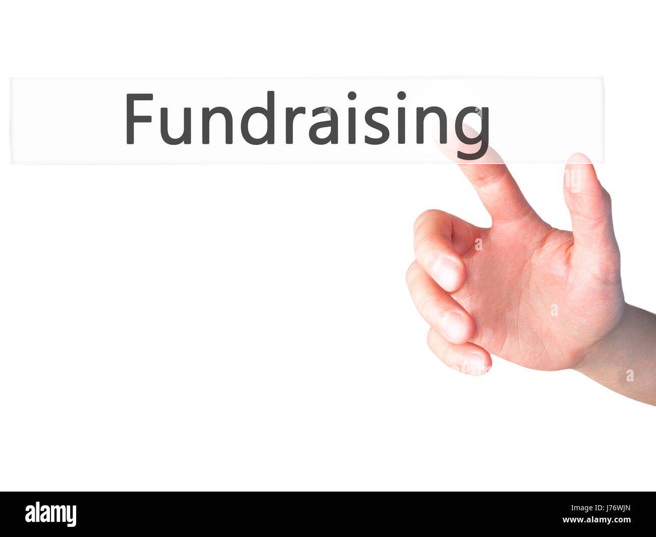 Fundraising - Hand pressing a button on blurred background concept . Business, technology, internet concept. Stock Photo Stock Photo