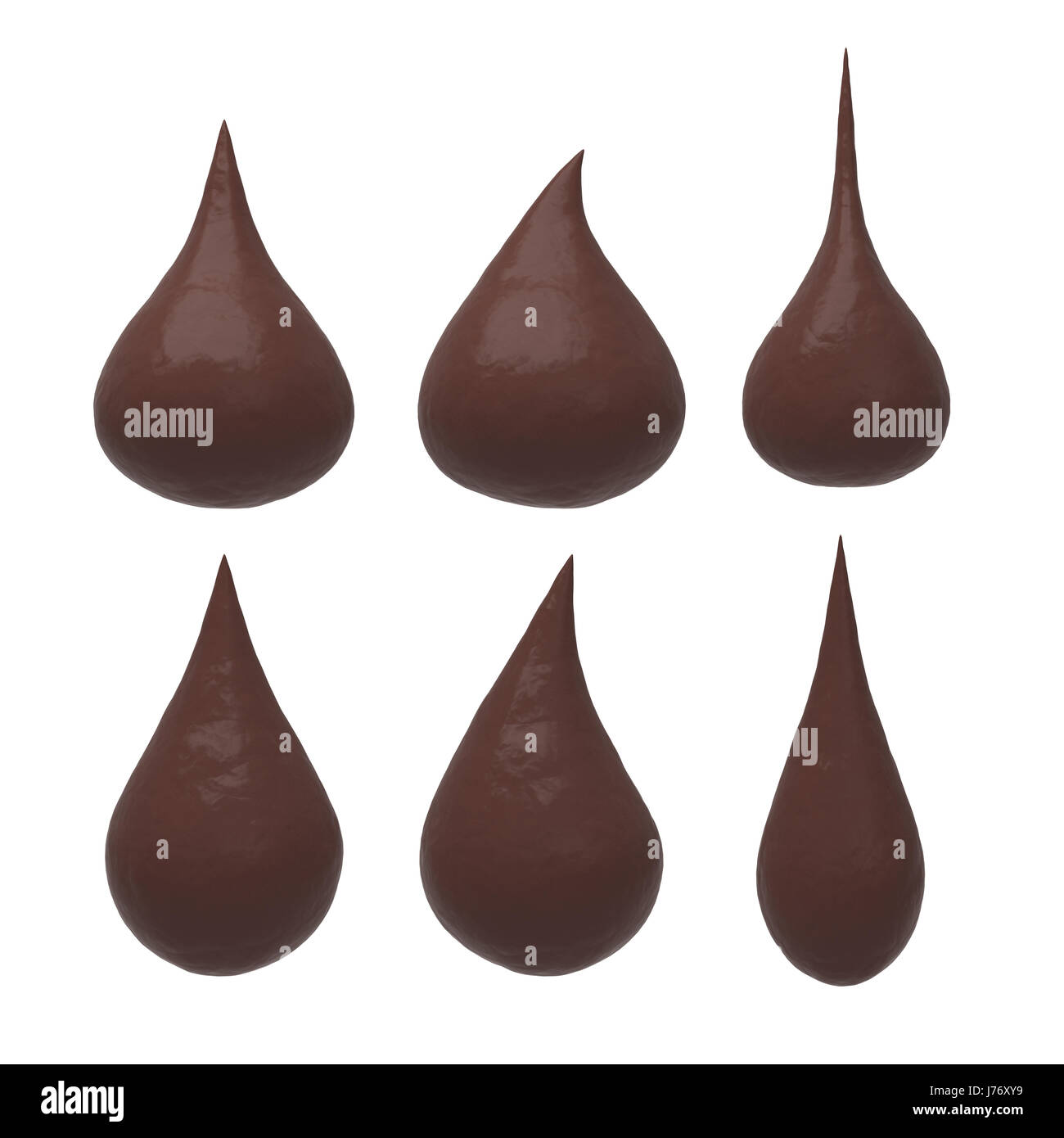 Set of brown drop with clipping path. Element object for chocolate, coffee or paint. Stock Photo