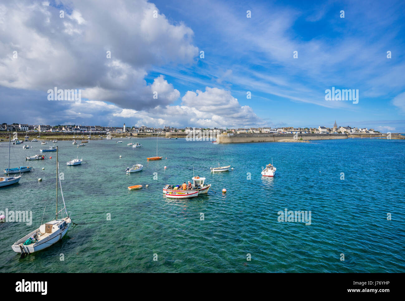 France, Brittany, Finistére department, Roscoff, Vieux Port, the old harbour of Roscoff Stock Photo