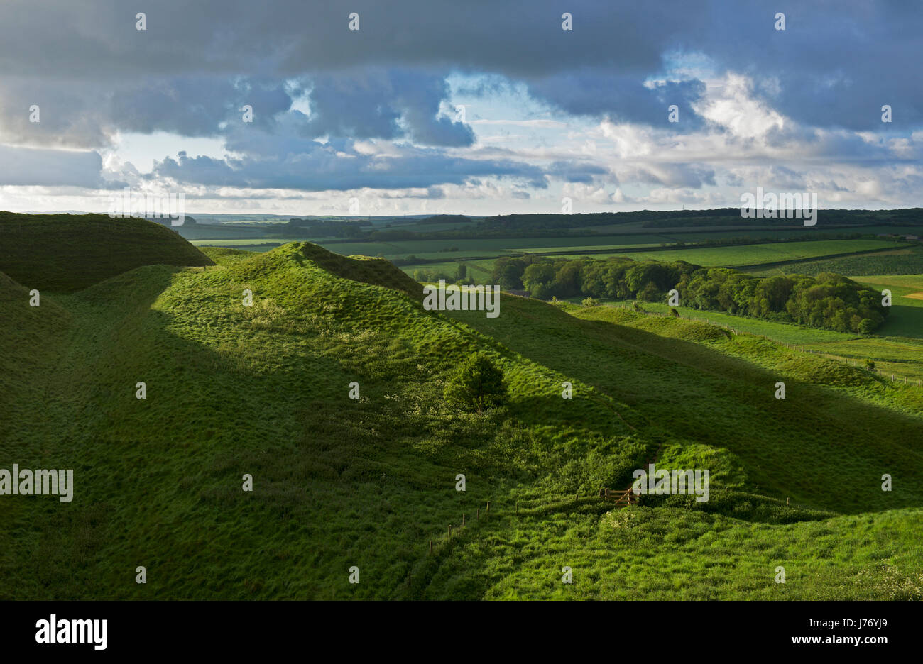Maiden Castle, an Iron Age hill fort near Dorchester, England UK Stock Photo