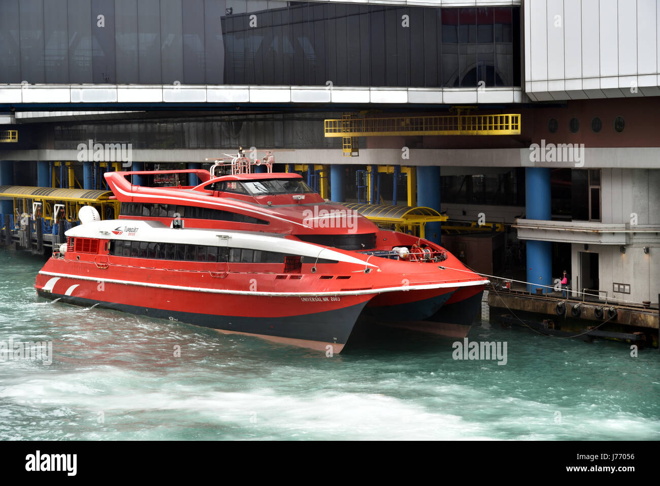 Turbojet catamaran offers  24/7 services between Hong Kong and Macau with journey time of about just one hour. Stock Photo