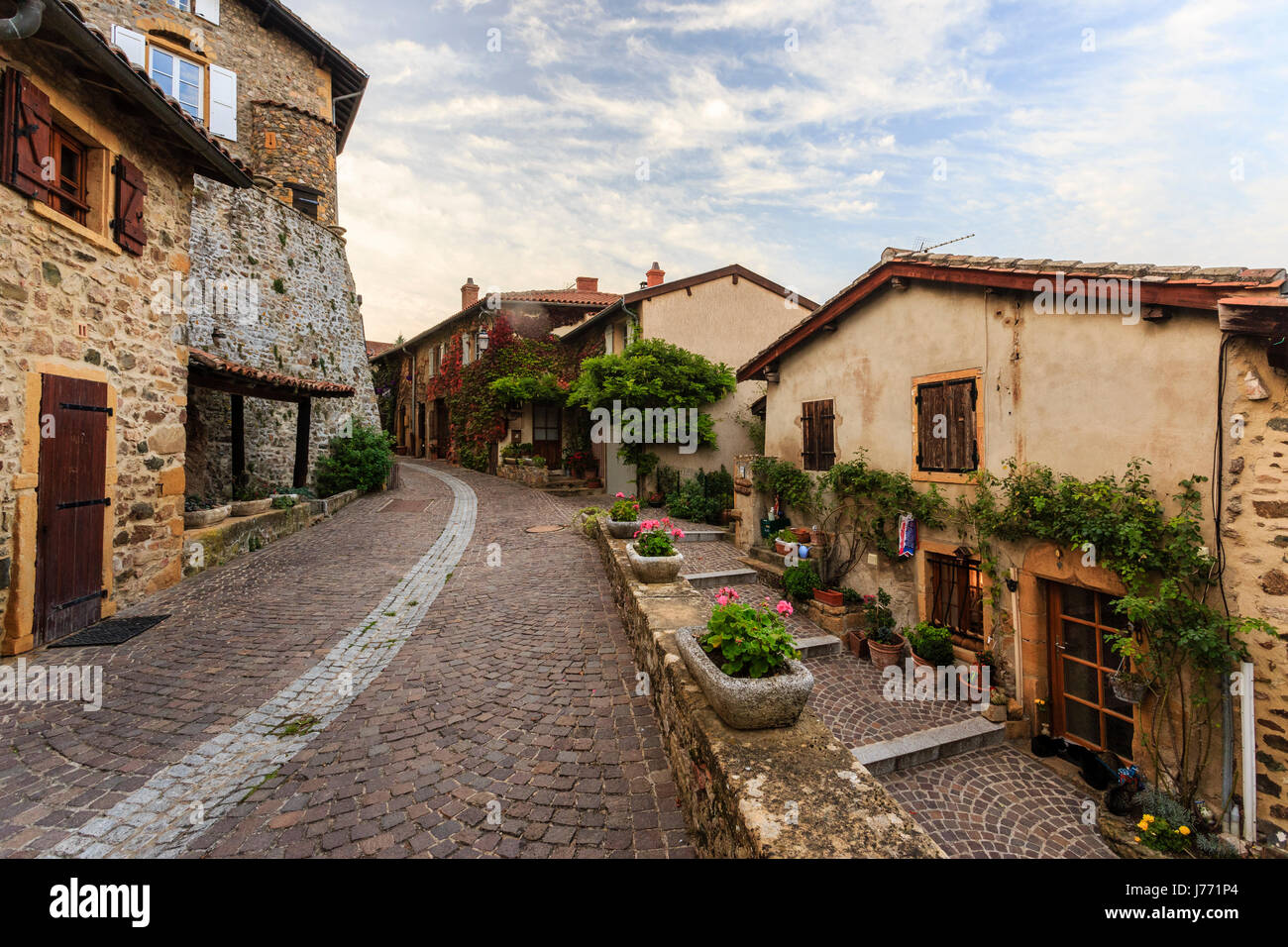 France, Rhone, Beaujolais region, Ternand, in the village Stock Photo