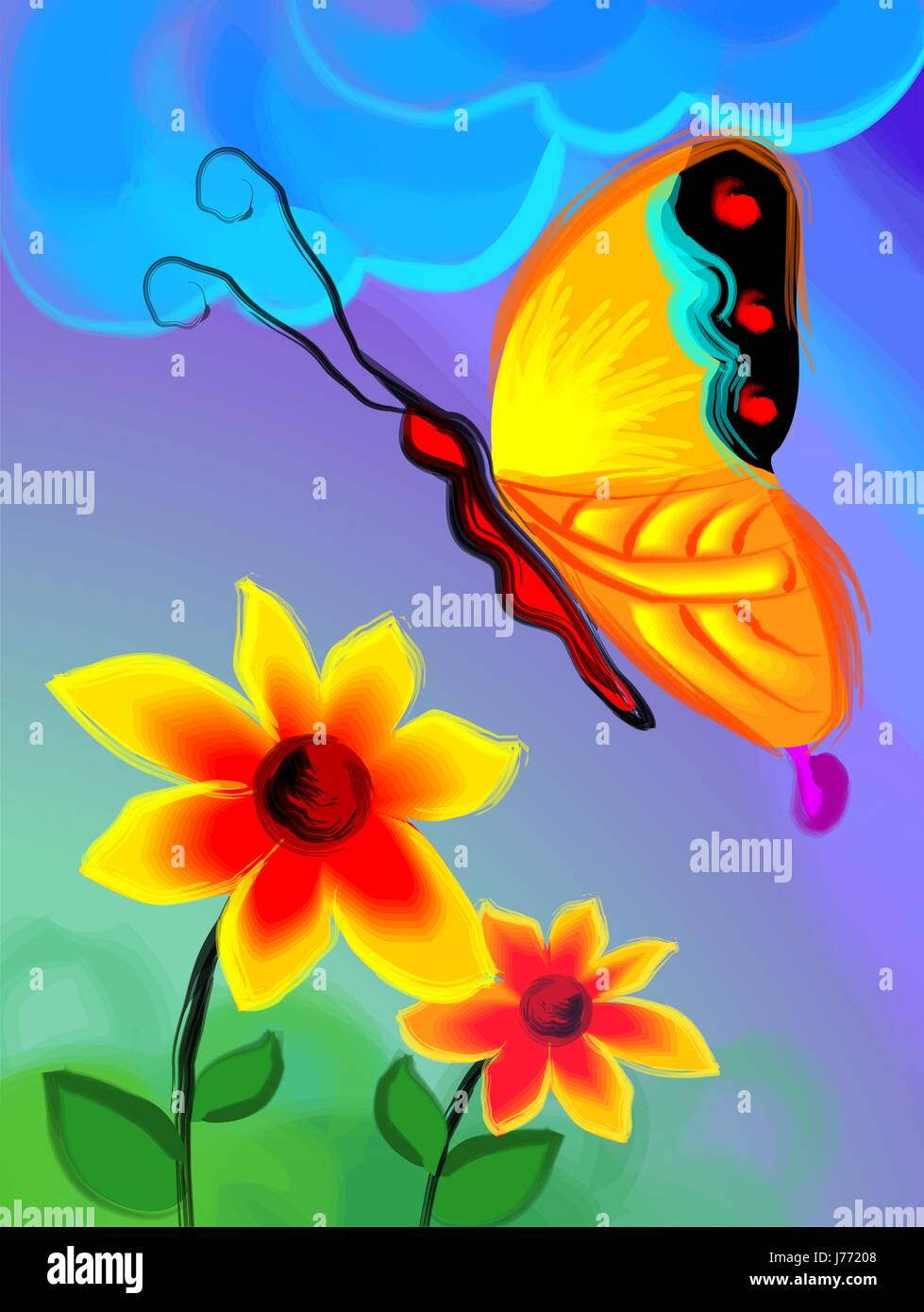Flower butterfly painting hi-res stock photography and images - Alamy