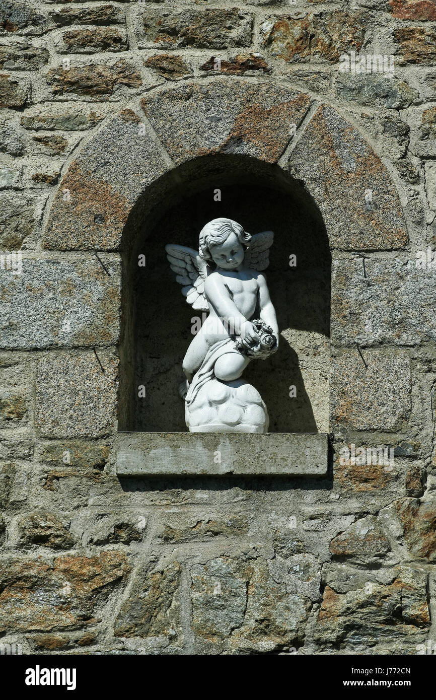 statue sculpture marble angel angels niche art stone blank european caucasian Stock Photo