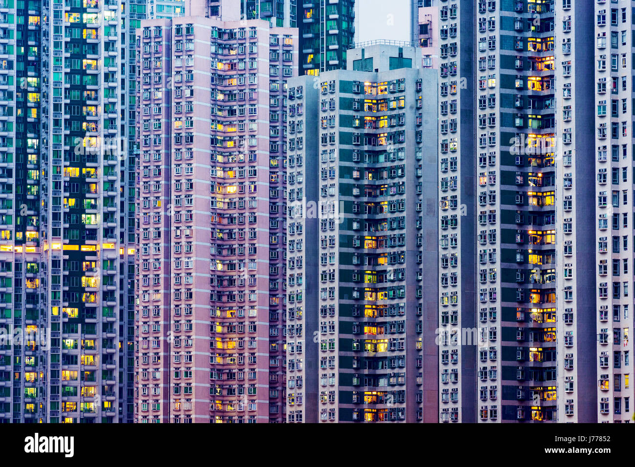 High rise apartment buildings in Hong Kong in the evening Stock Photo ...