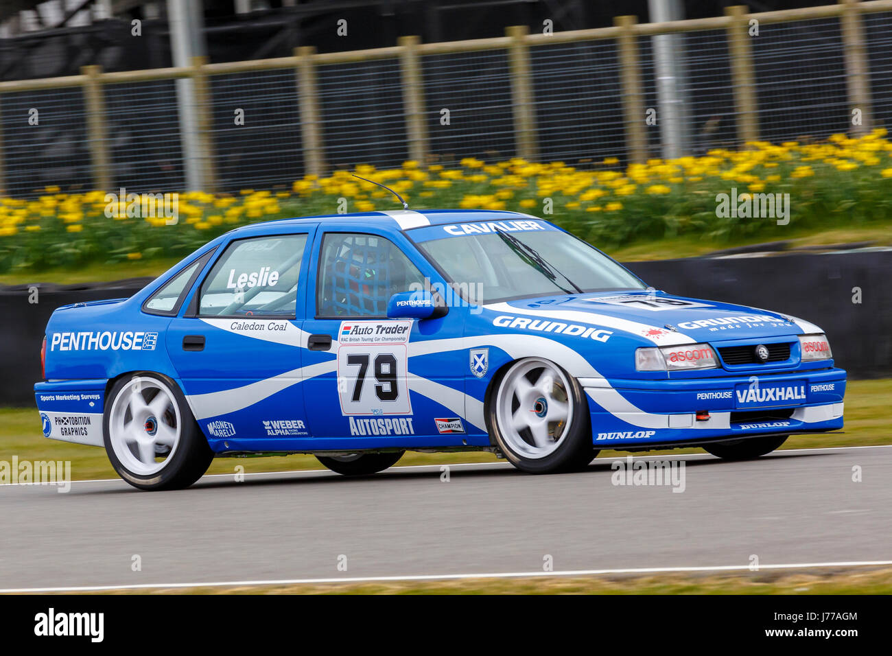 1993 Vauxhall Cavalier GSI Super Touring Car with driver Alasdair McCaig on a demonstration run at the Goodwood GRRC 74th Members Meeting, Sussex, UK. Stock Photo