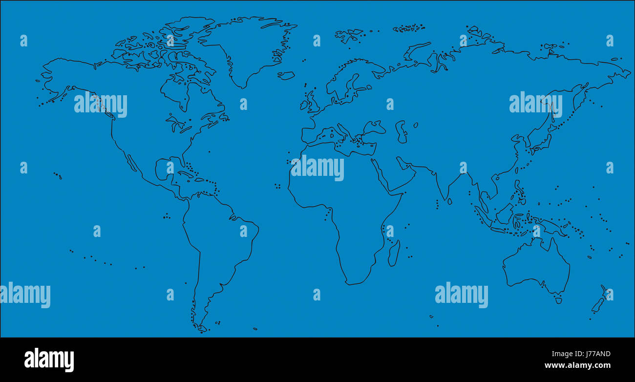 illustration globe planet earth world map atlas map of the world blue art Stock Photo