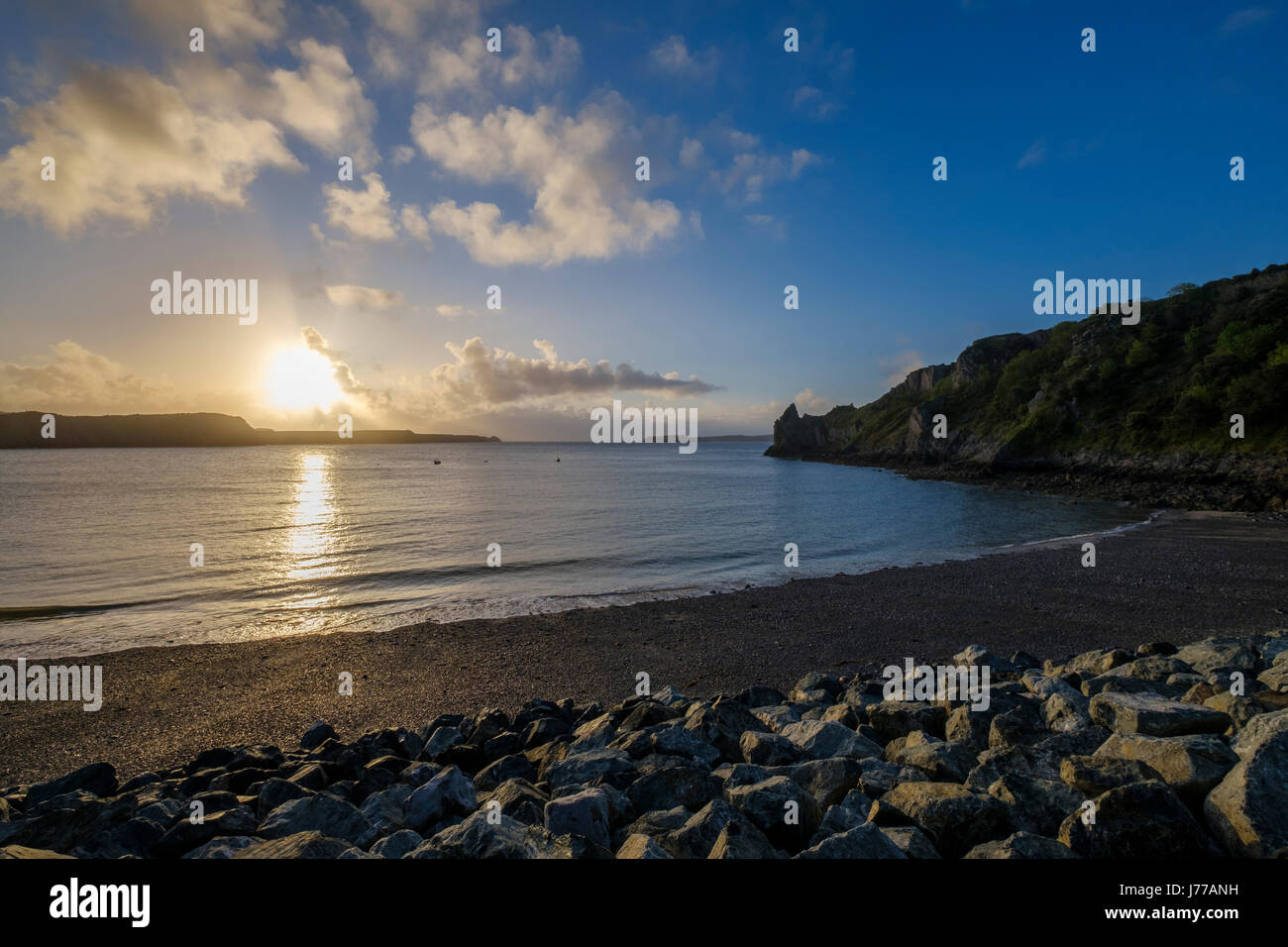 LYDSTEP HAVEN PEMBROKESHIRE AT SUNSET SuMMER EVENING WALES UK Stock Photo
