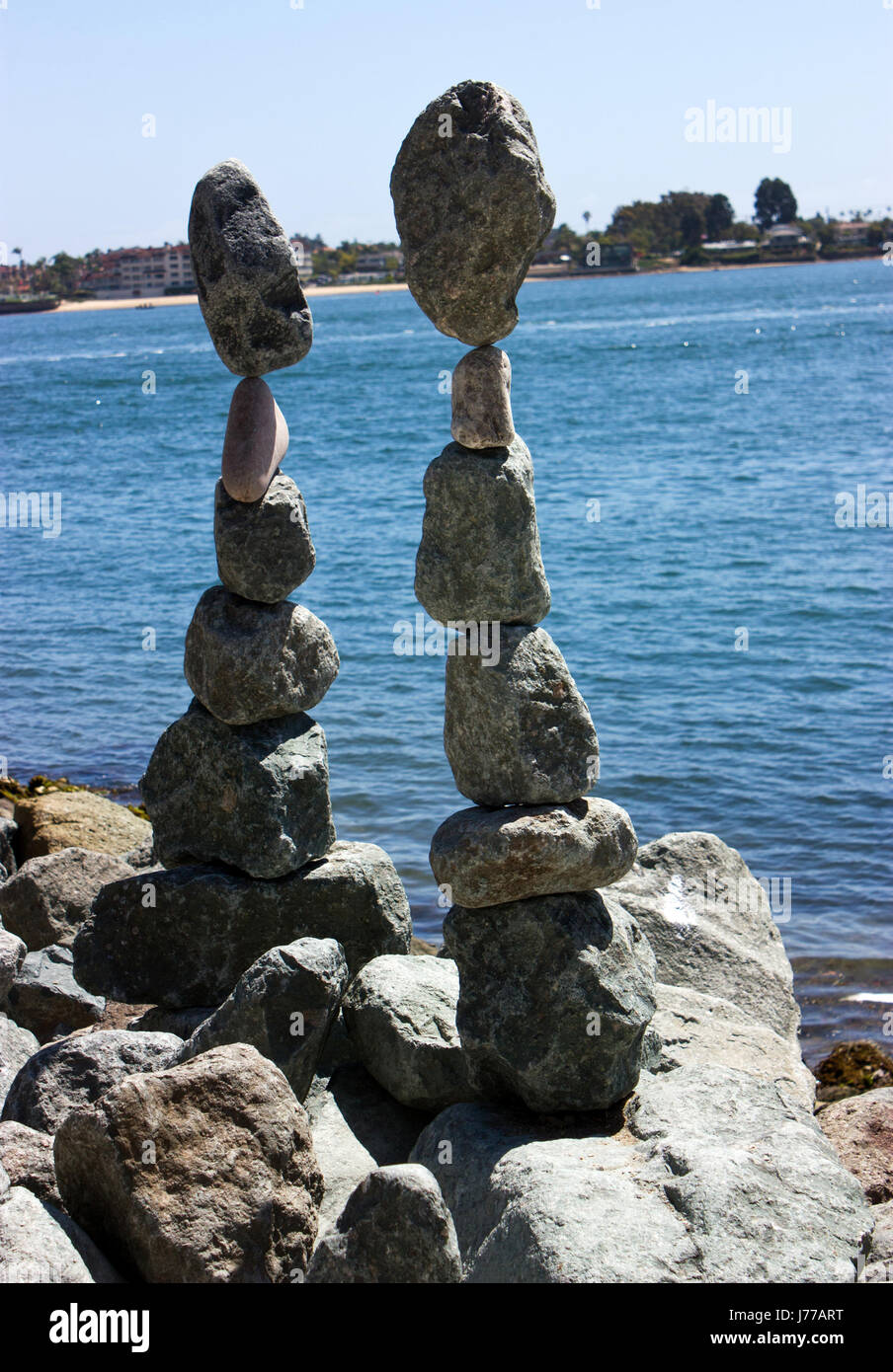 Pebble stack signifying harmony and balance Stock Photo - Alamy