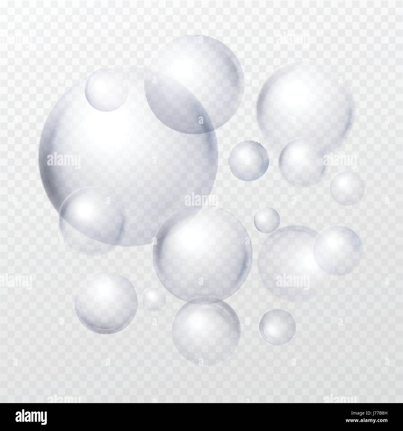 Soap bubbles isolated on transparent background. Vector illustration Stock Vector