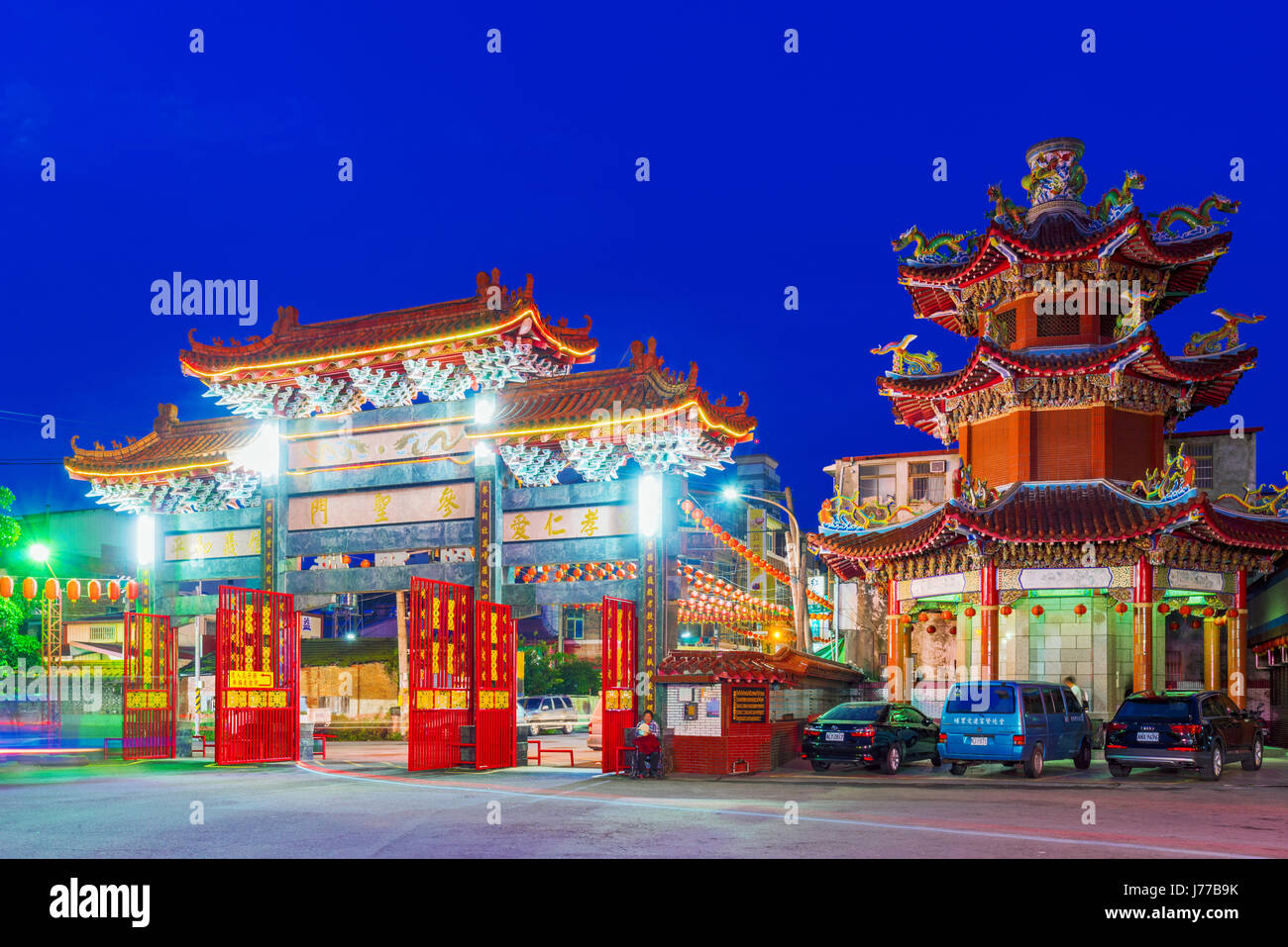 PULI, TAIWAN - MAY 05: This is the entrance to Matsu temple a popular traditional buddhist temple and landmark where many local Taiwanese people visit Stock Photo