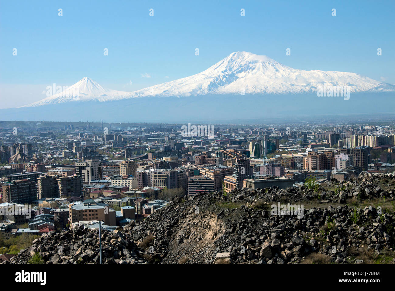 Legendary mount Ararat and Yerevan city,Transcaucasia,Armenia Stock