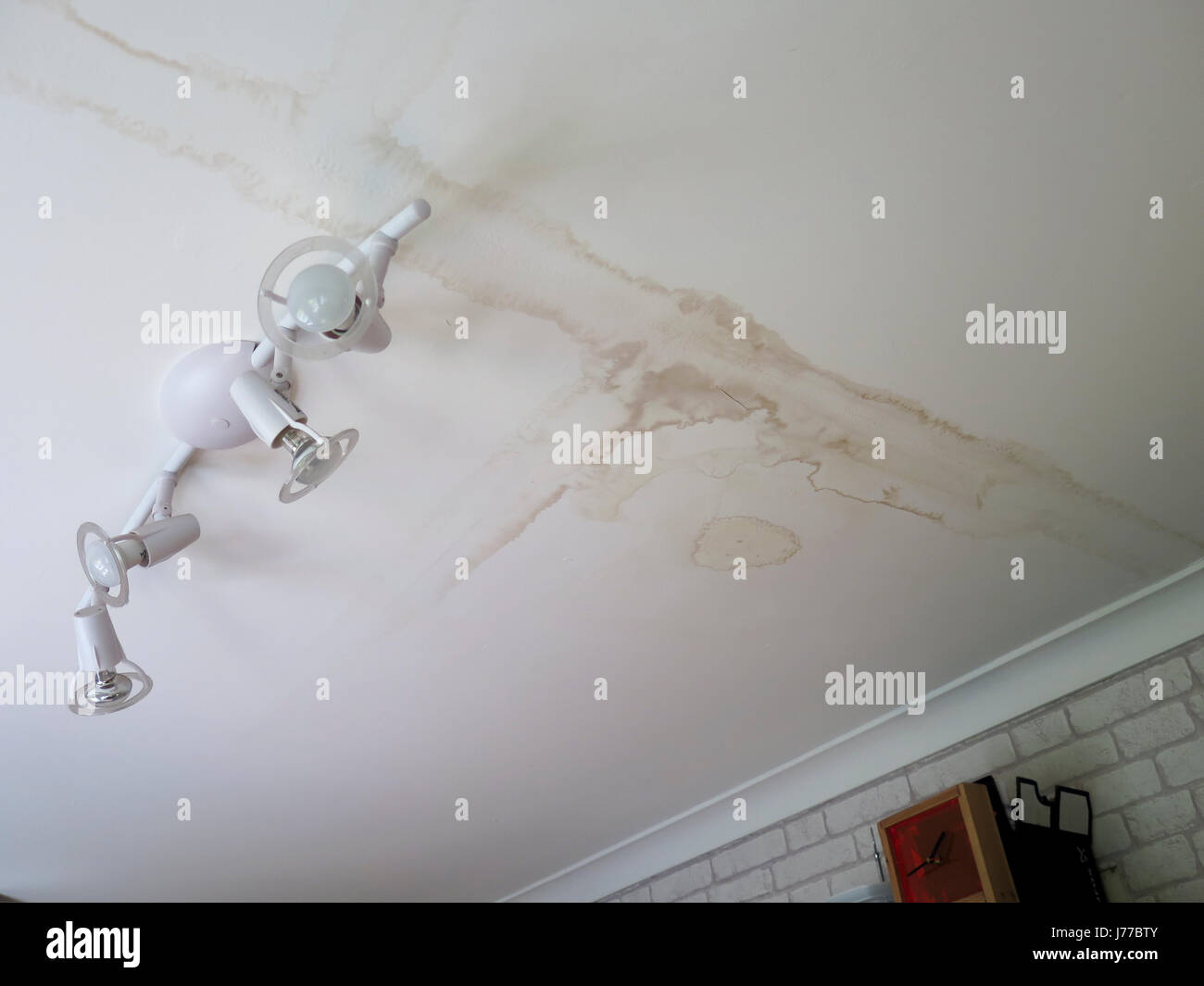 Ceiling Damaged By Leaking Water Stock Photo 142148523 Alamy