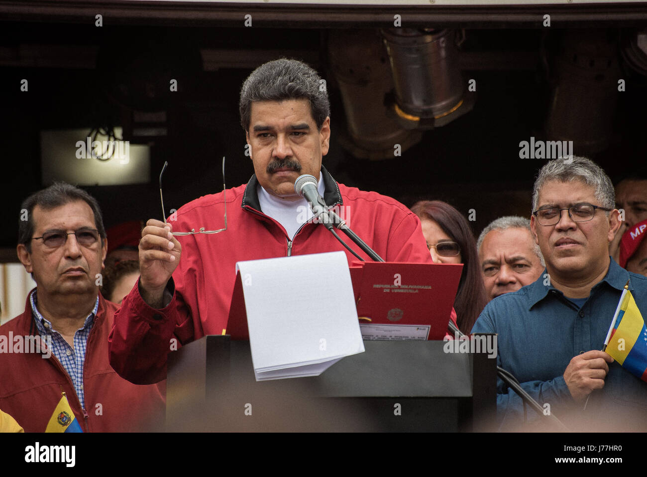 Caracas, Venezuela. 23rd May, 2017. Venezuelan president Nicolás Maduro speaks in an act to support to Assembly Constitutuent. Credit: Marcos Salgado/Alamy Live News Stock Photo