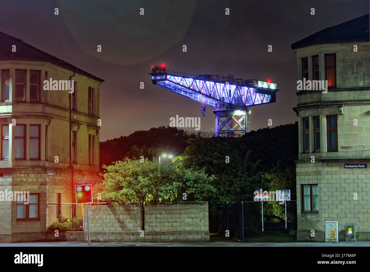 Clydebank, Scotland, UK. 24th May, 2017. The symbol of Clyde shipbuilding the Titan Crane lights