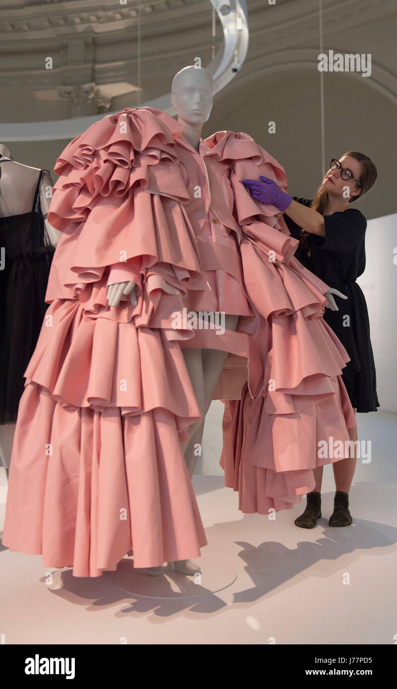 V&A, London, UK. 24th May, 2017. Balenciaga: Shaping Fashion. Exhibition  examining the work and legacy of Spanish couturier Cristóbal Balenciaga,  with over 100 pieces crafted by 'the master' of couture, his protégées