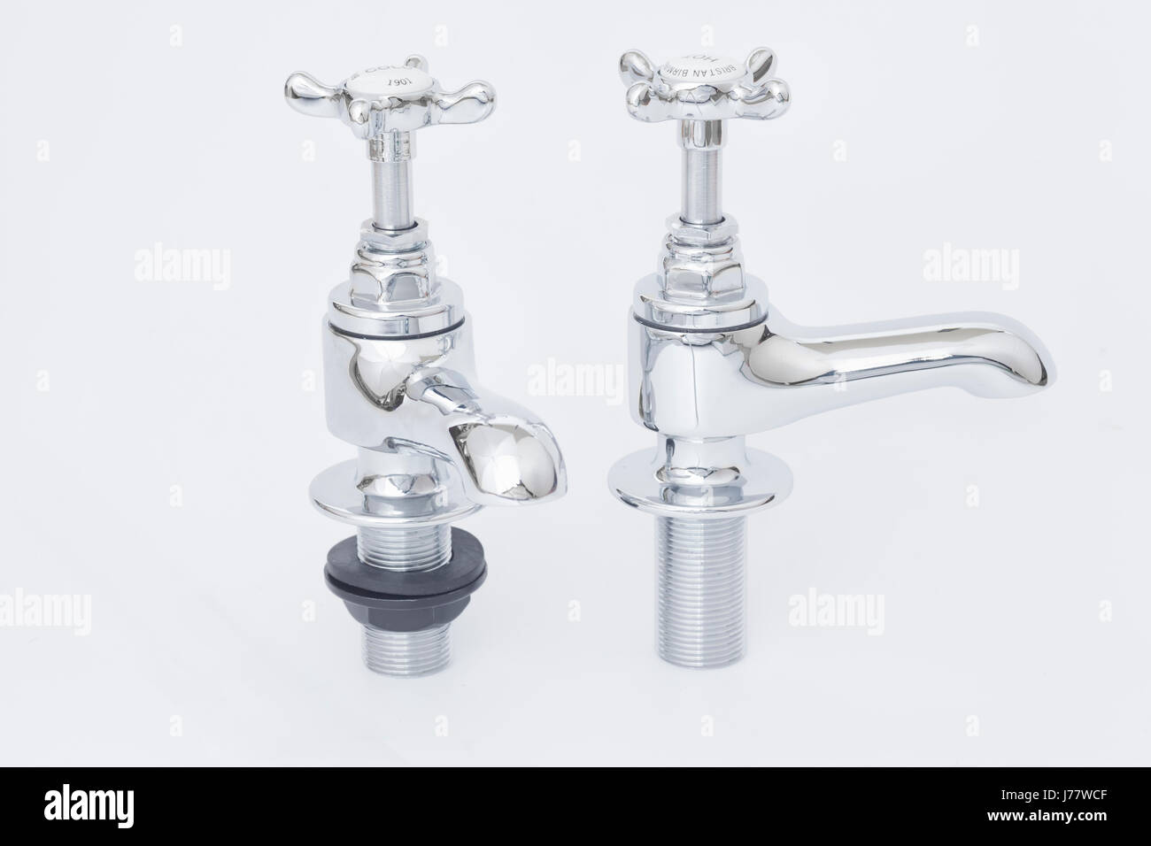 Traditional Hot and Cold Water tap loose elements. Stock Photo