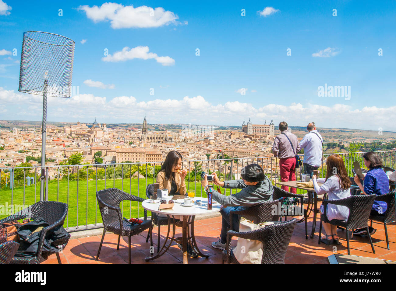 People Sitting In The Terrace Of The Parador And Viewpoint Over The City Toledo Spain Stock Photo Alamy