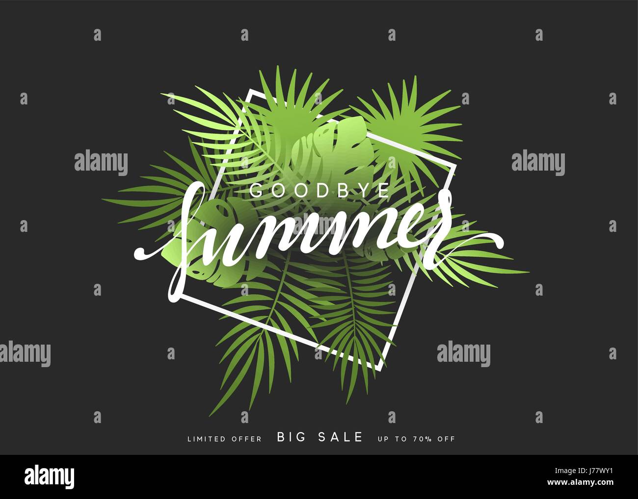 Goodbye Summer banner tropical background. Summer season vector