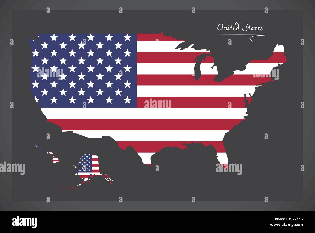 United States map with American national flag illustration Stock Vector ...