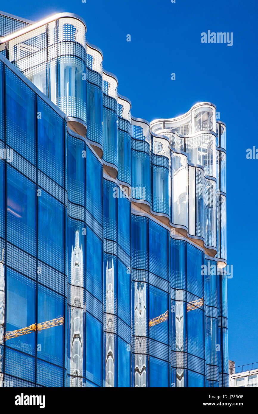 A contemporary glass-fronted office block in Soho in London. Stock Photo