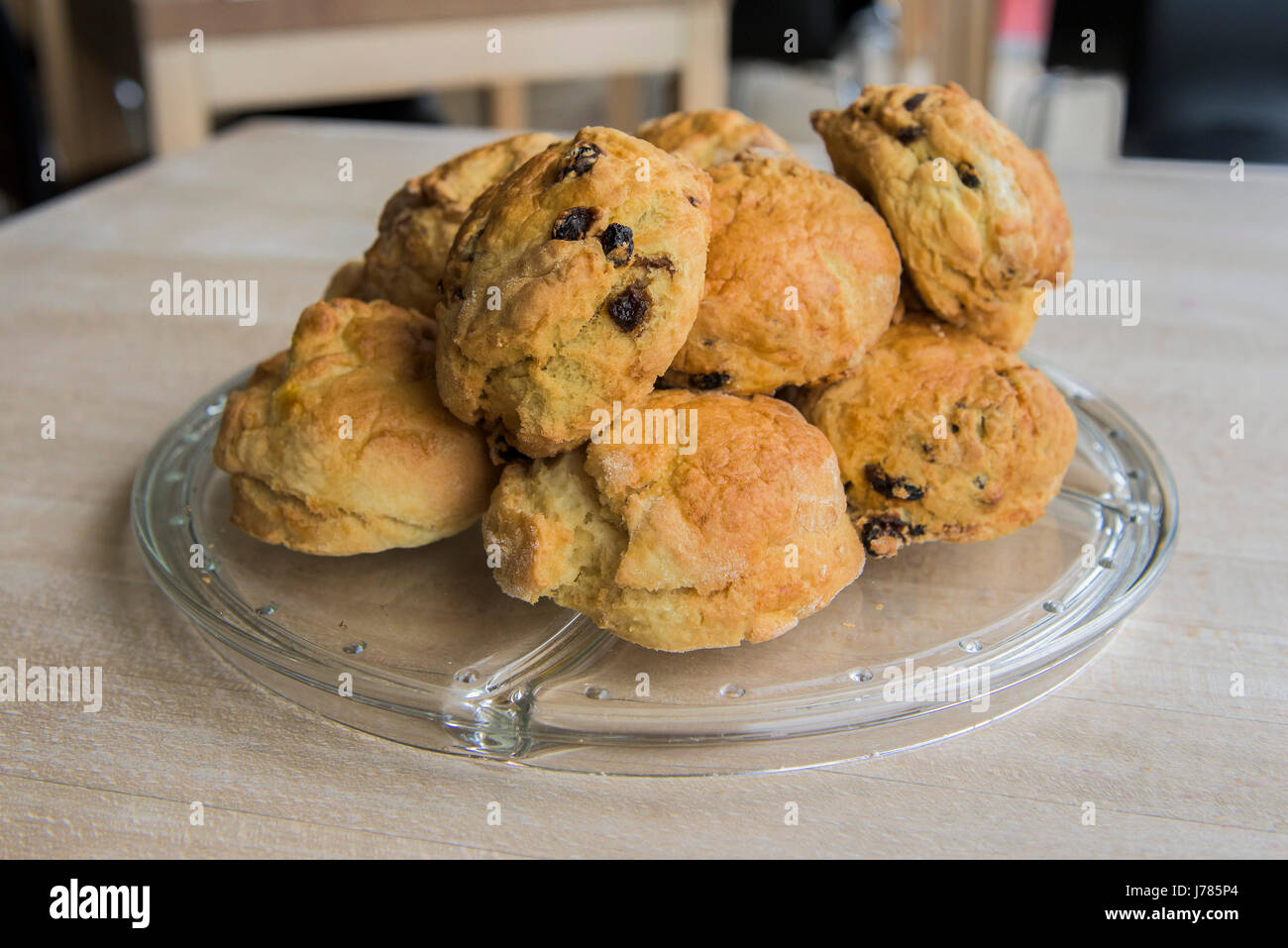 Freshly baked scones; Scone; Food; TreatTraditional; Fresh; Snack; Sultanas; Delicious; Stock Photo
