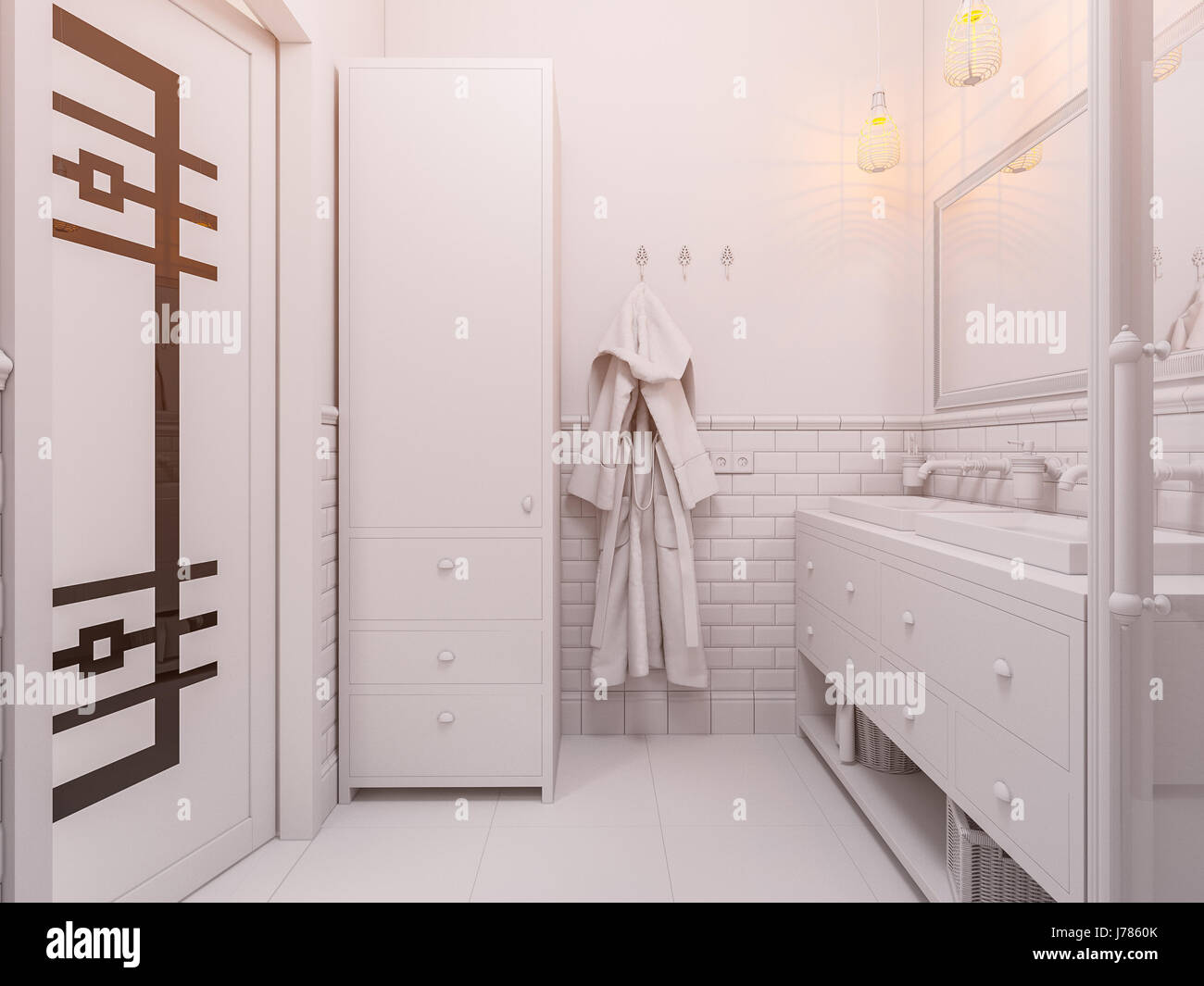 3d Illustration Of A Design Bathroom Interior In Classic