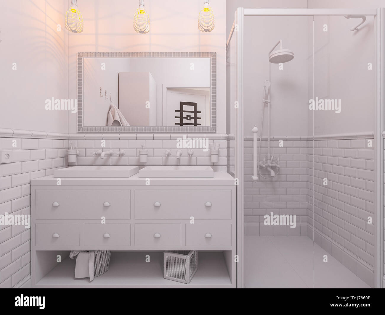 3d Illustration Of A Design Bathroom Interior In Classic