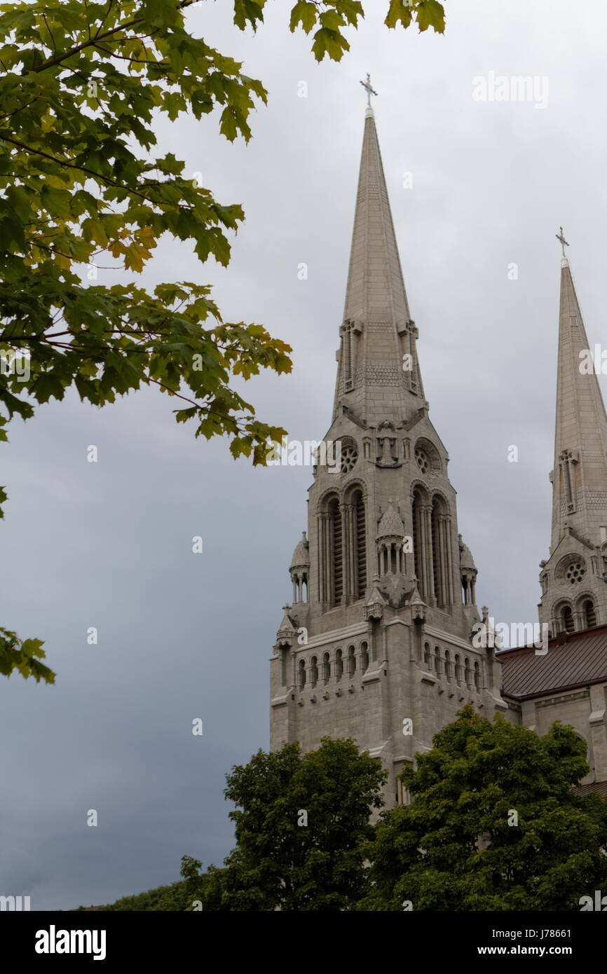 Quebec,Canada. The Bell towers of the Shrine of SainteAnnedeBeaupre
