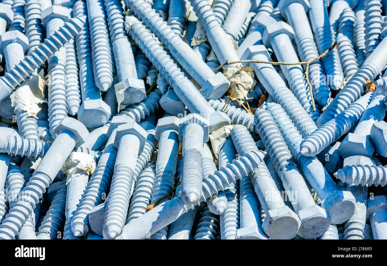 Large amount of galvanized lag screws with hex heads Stock Photo Alamy