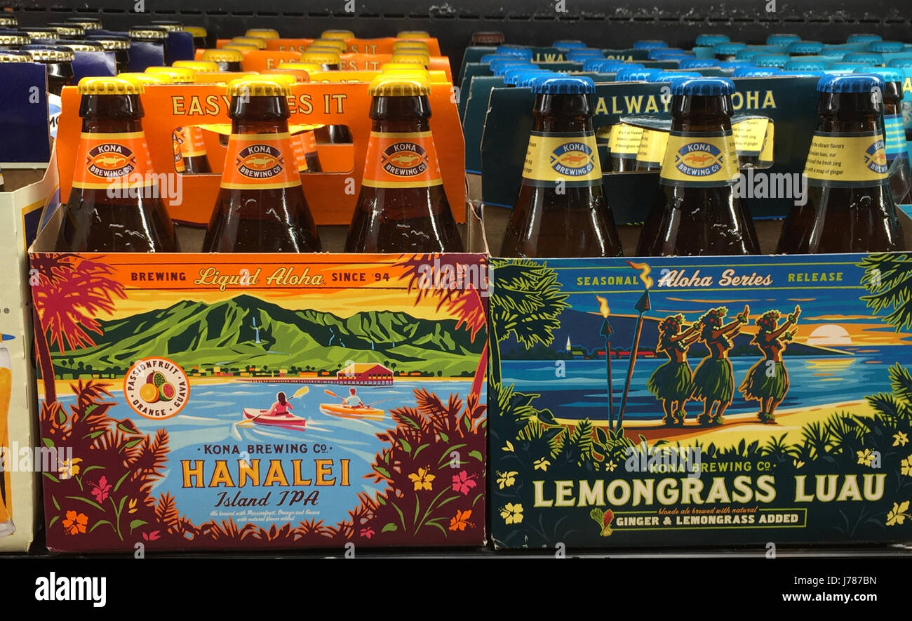 HAWAIIAN BEER BRANDS. Photo Tony Gale Stock Photo Alamy