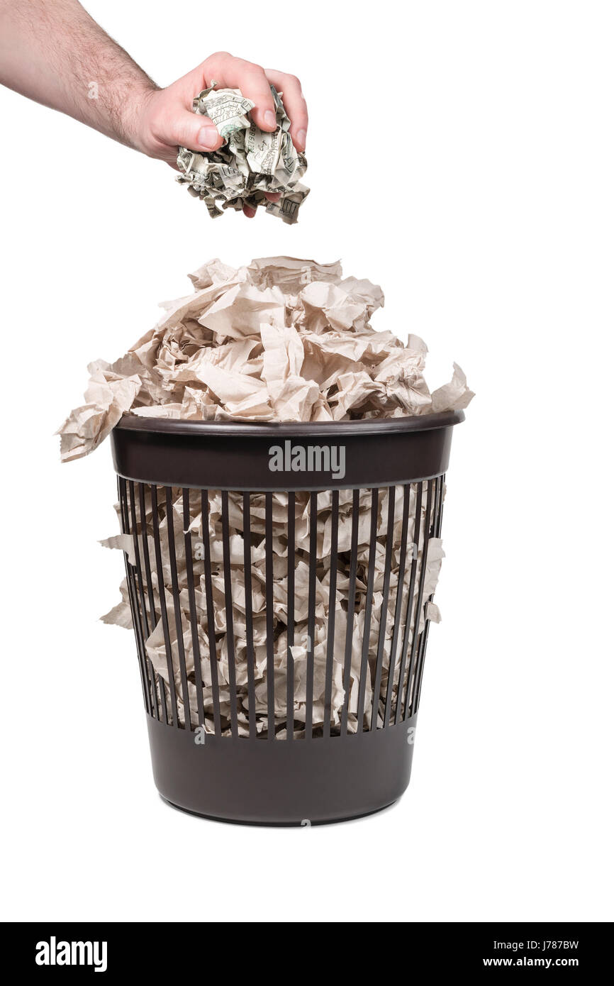 Throwing money in the trash can Stock Photo Alamy