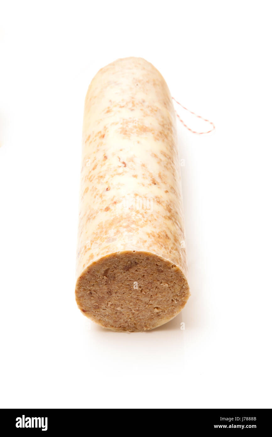 Traditional Scottish white pudding breakfast sausage made with pork and