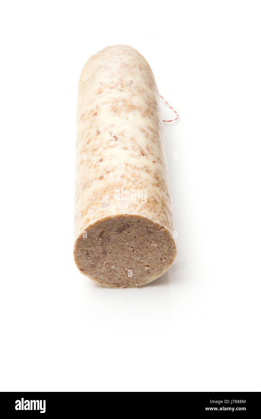 Traditional Scottish white pudding breakfast sausage made with pork and