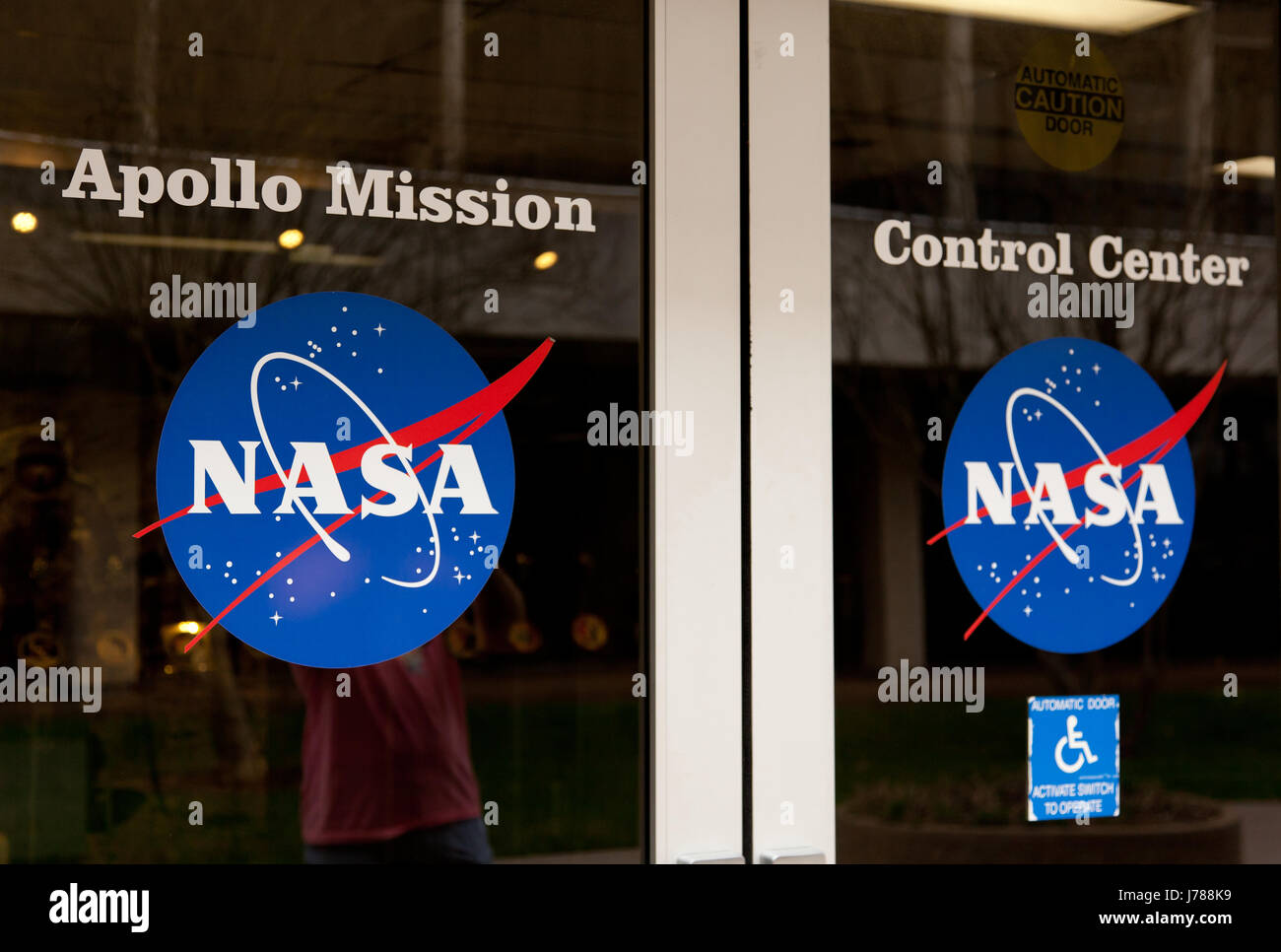 NASA Apollo mission control building with logo Stock Photo