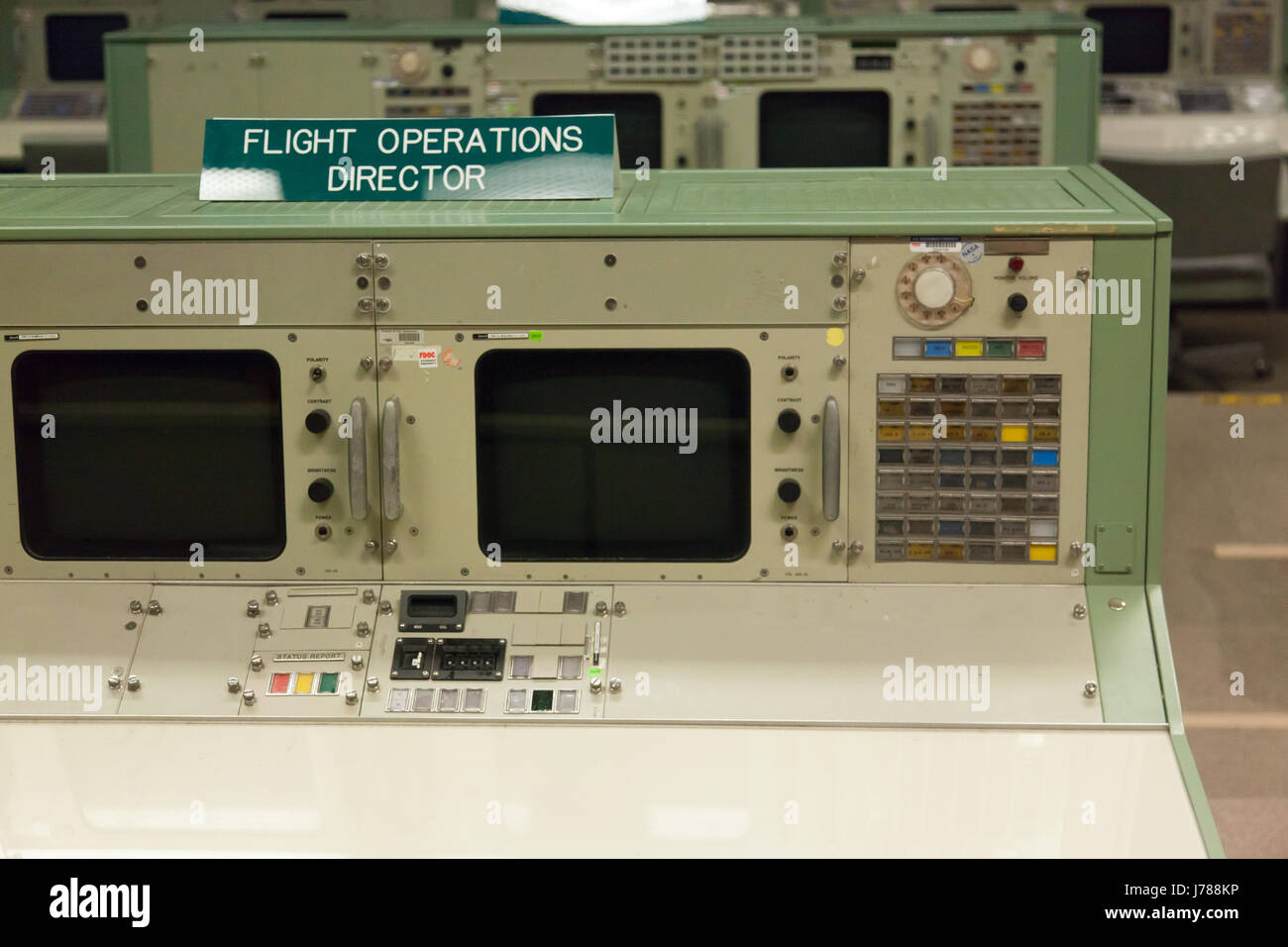 Apollo mission control room, NASA Johnson Space Center, Houston, Texas Stock Photo