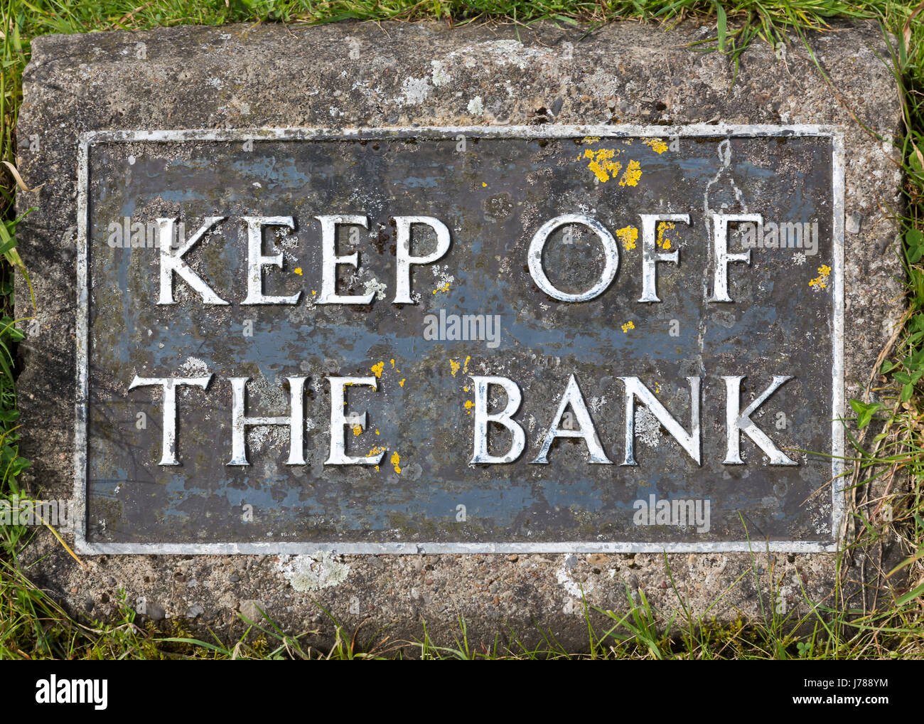 Keep Off The Bank sign, York Stock Photo
