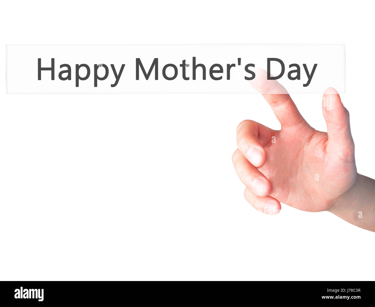 Happy Mother's Day - Hand pressing a button on blurred background concept . Business, technology, internet concept. Stock Photo Stock Photo