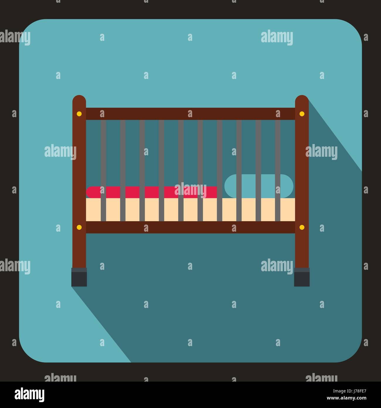 Baby bed icon in flat style on a white background vector illustration