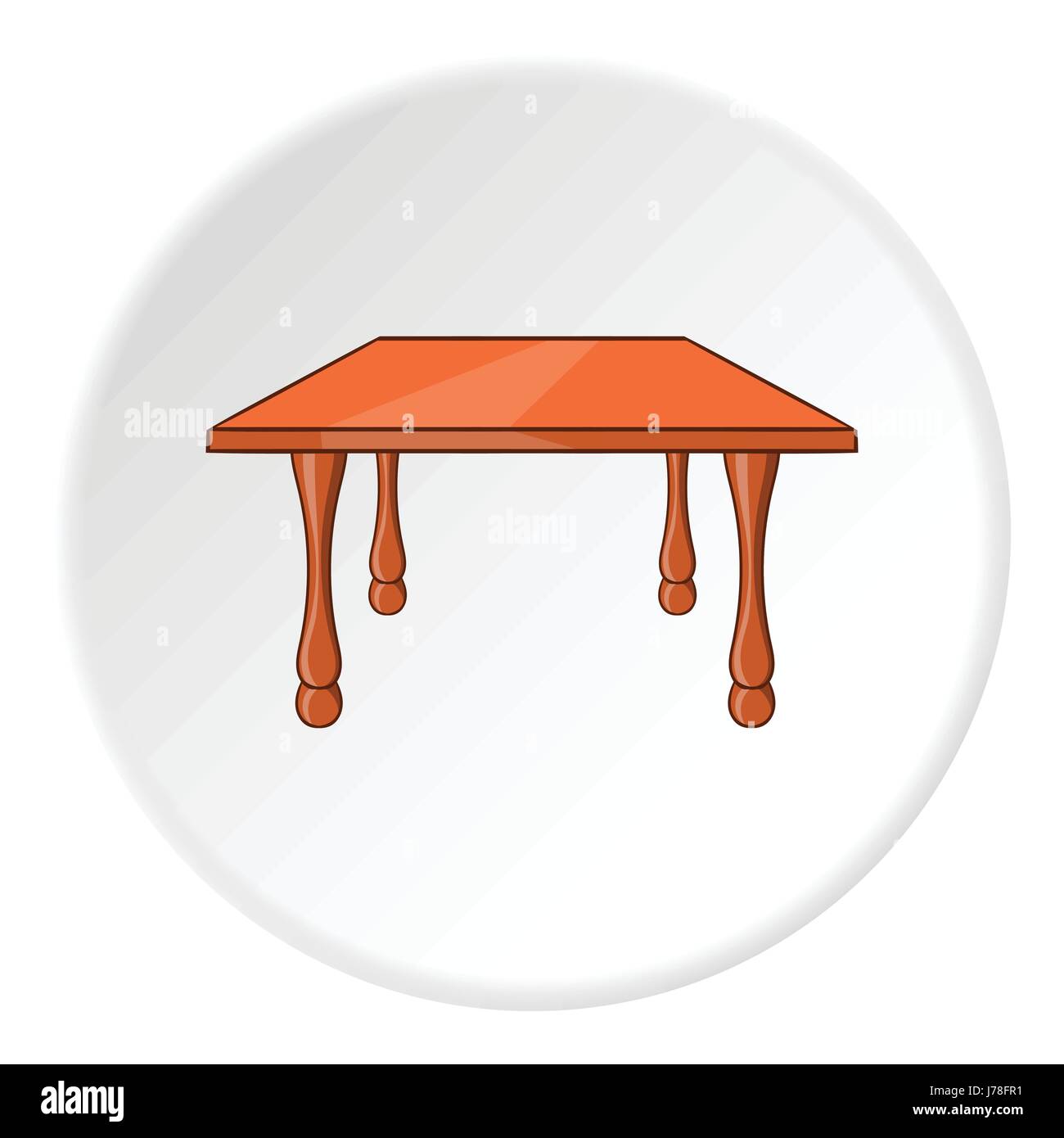 Table icon in cartoon style isolated on white circle background ...
