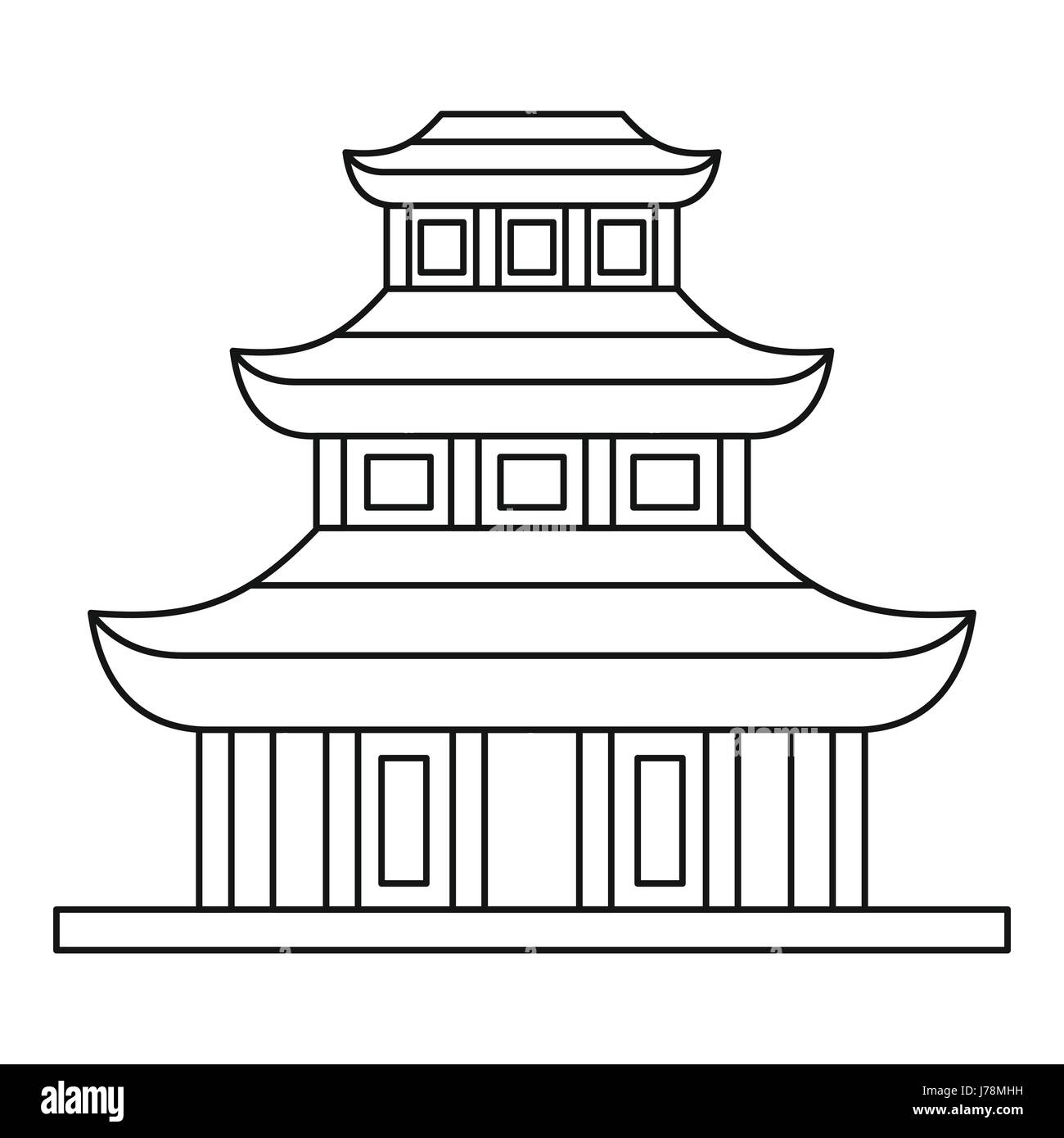 Buddhist temple icon in outline style on a white background vector