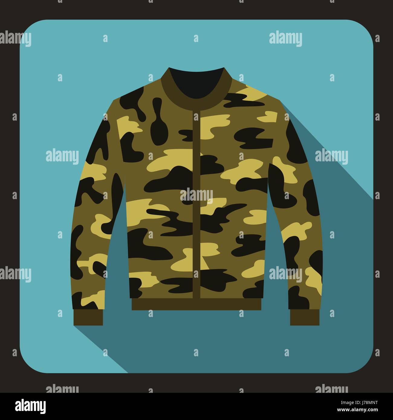 Camouflage jacket icon in flat style on a baby blue background vector illustration Stock Vector