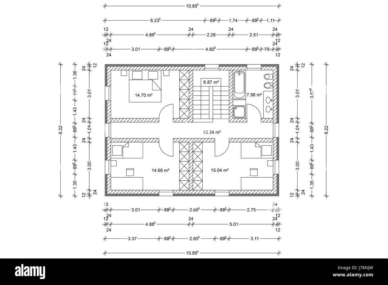 Floor plan of house as architectural drawing from architect Stock Photo