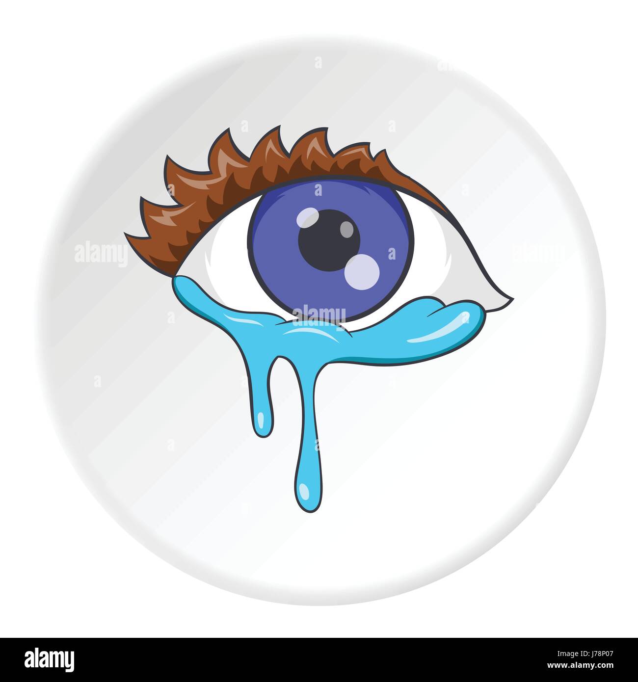 Crying eyes icon in cartoon style isolated on white circle ...
