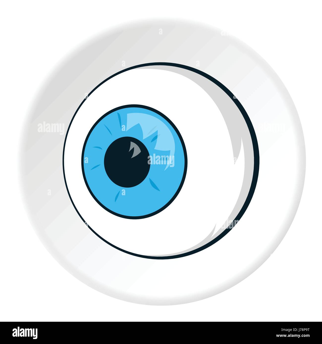 Eyes icon in cartoon style isolated on white circle background. Organ