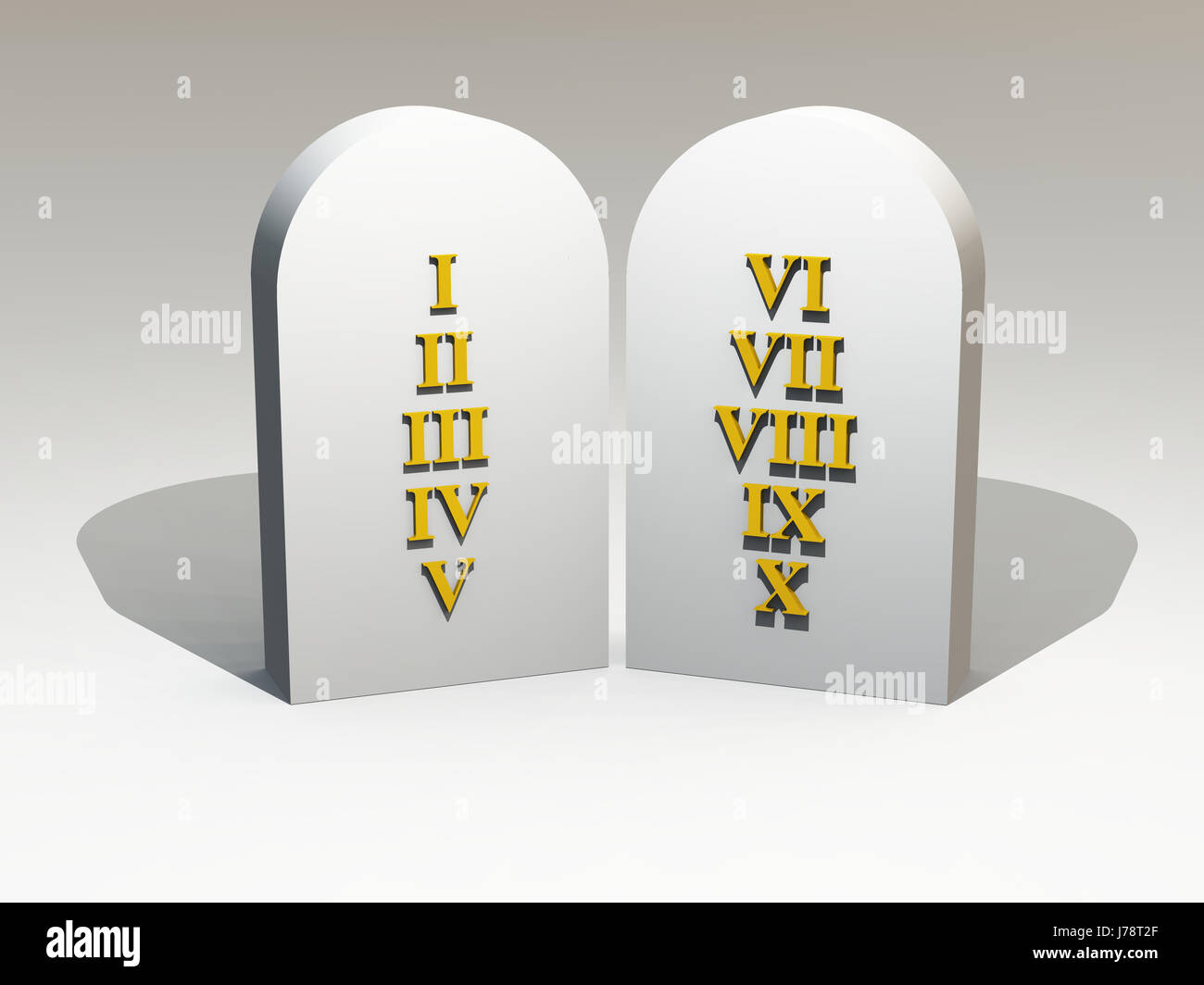 3d - 10 commandments - gold on stone tablet Stock Photo