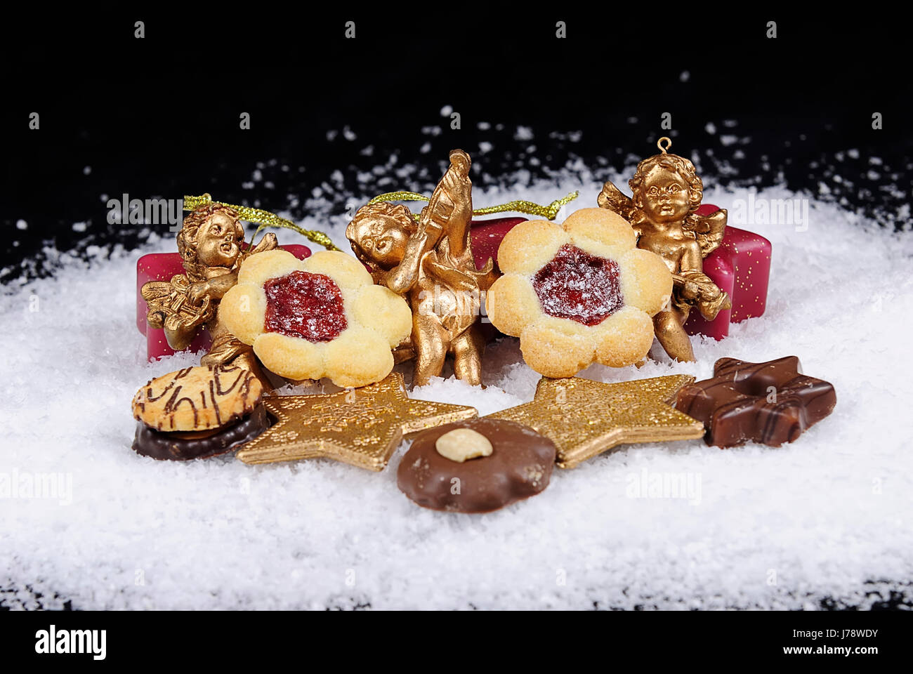golden pastry angel angels candles biscuit snow christmas decoration ...